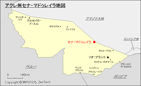 アクレ州セナ・マドゥレイラ地図