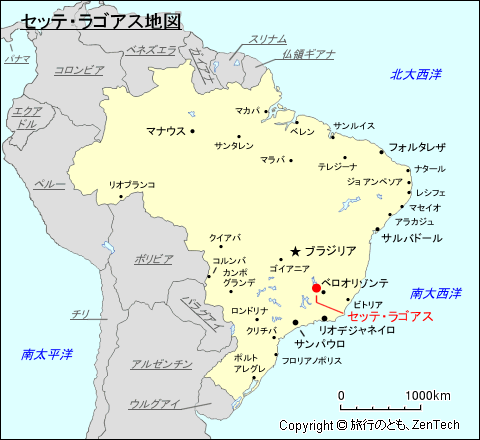 ブラジルにおけるセッテ・ラゴアス地図