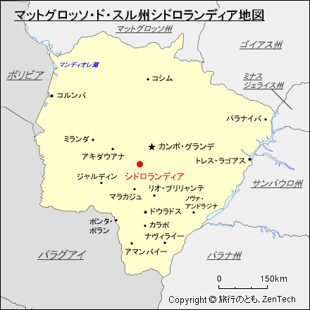 マットグロッソ・ド・スル州シドロランディア地図