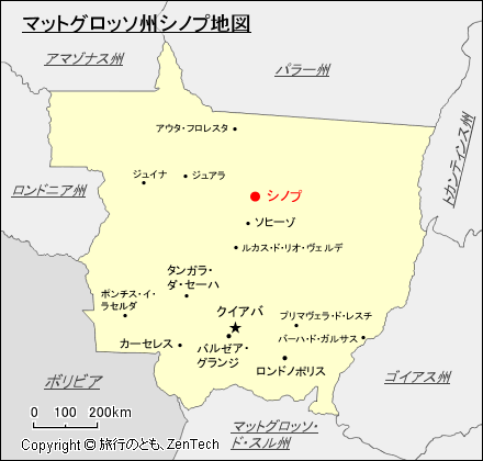 マットグロッソ州シノプ地図