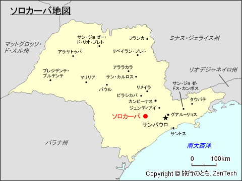 サンパウロ州ソロカーバ地図