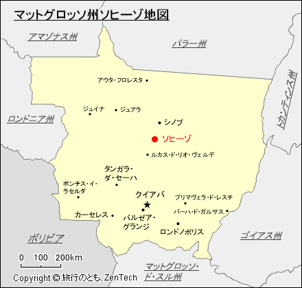 マットグロッソ州ソヒーゾ地図