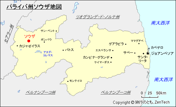 パライバ州ソウザ地図