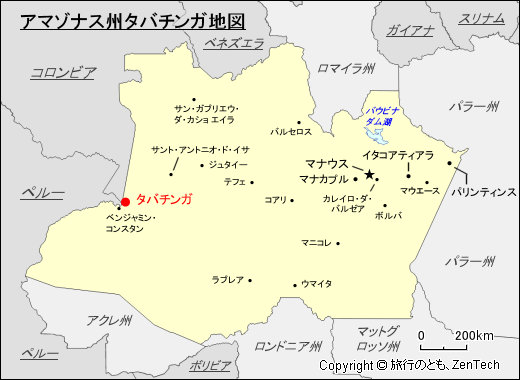 アマゾナス州タバチンガ地図