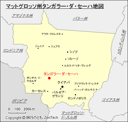 マットグロッソ州タンガラー・ダ・セーハ地図