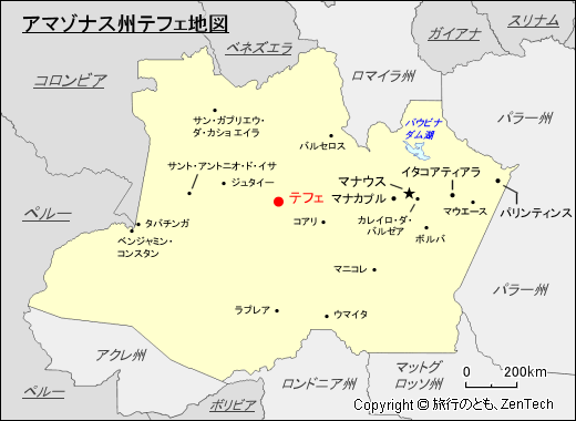 アマゾナス州テフェ地図