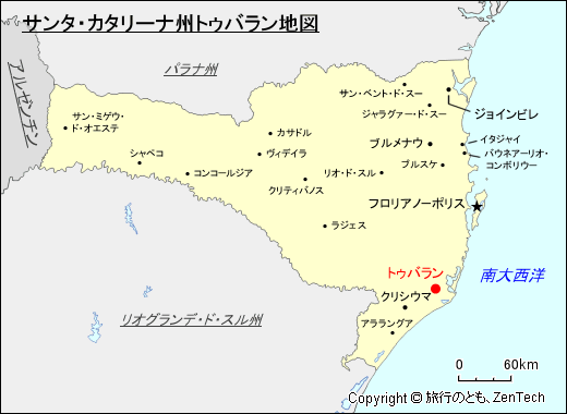 サンタ・カタリーナ州トゥバラン地図