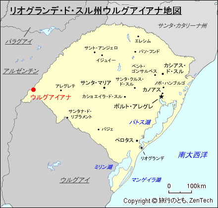 リオグランデ・ド・スル州ウルグアイアナ地図