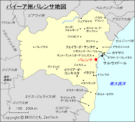 バイーア州バレンサ地図