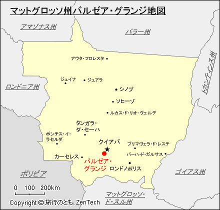 マットグロッソ州バルゼア・グランジ地図