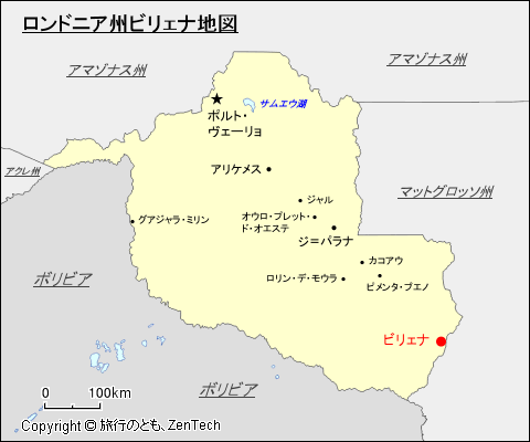 ロンドニア州ビリェナ地図