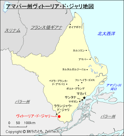 アマパー州ヴィトーリア・ド・ジャリ地図