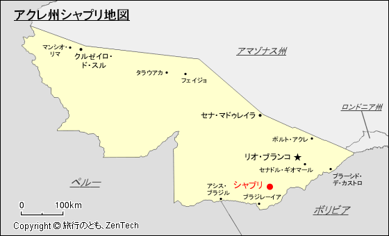 アクレ州シャプリ地図