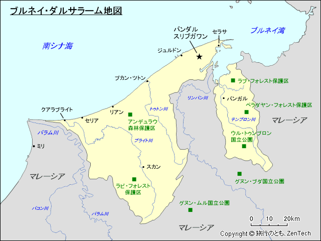 ブルネイ・ダルサラーム地図 ブルネイ・ダルサラーム地図