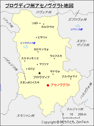 プロヴディフ州アセノヴグラト地図