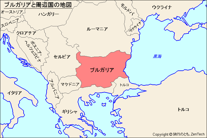 ブルガリアと周辺国の地図