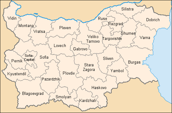 ブルガリア州区分地図