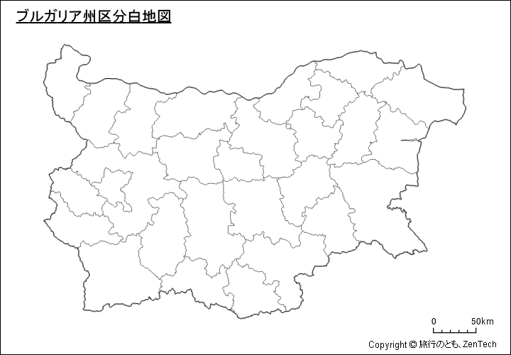 ブルガリア州区分白地図