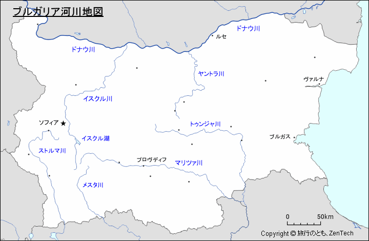 ブルガリア河川地図 ブルガリア河川地図