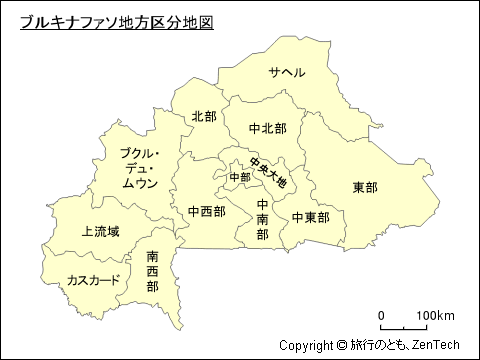 ブルキナファソ地方区分地図