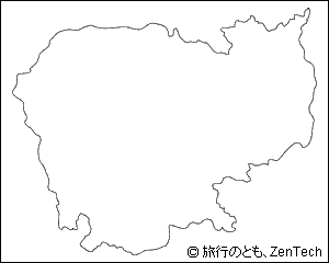 国境線のみカンボジア白地図