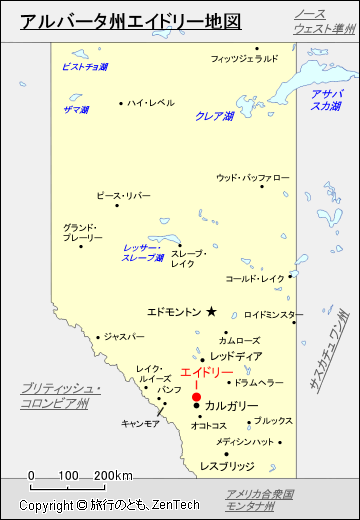 アルバータ州エイドリー地図