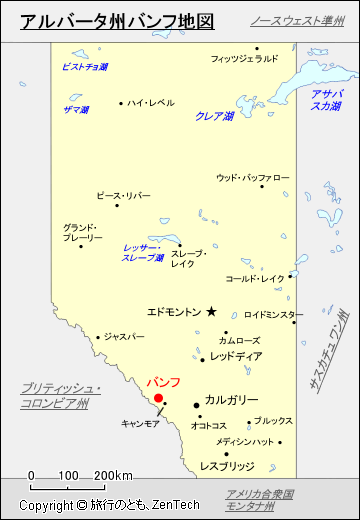 アルバータ州バンフ地図