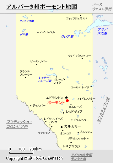 アルバータ州ボーモント地図