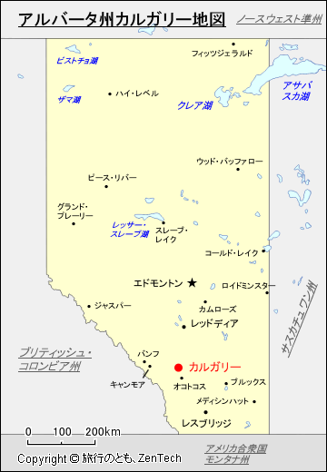 アルバータ州カルガリー地図