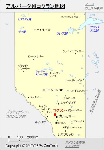 アルバータ州コクラン地図