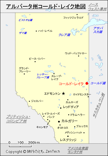 アルバータ州コールド・レイク地図