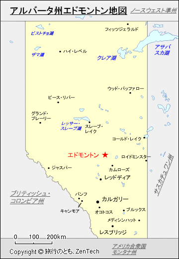 アルバータ州エドモントン地図