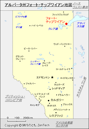 アルバータ州フォート・チップワイアン地図