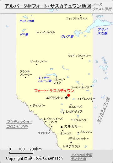 アルバータ州フォート・サスカチュワン地図