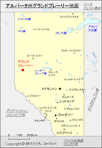 アルバータ州グランドプレーリー地図