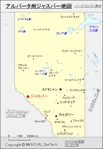 アルバータ州ジャスパー地図