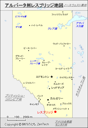 アルバータ州レスブリッジ地図