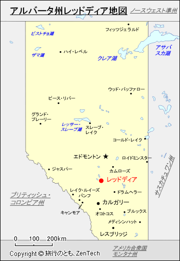 アルバータ州レッドディア地図