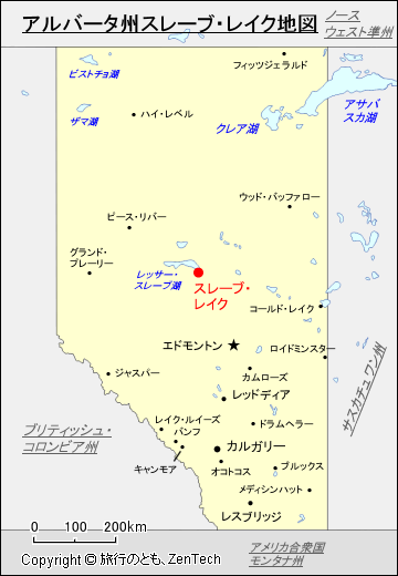 アルバータ州スレーブ・レイク地図