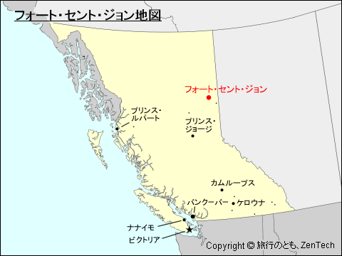 ブリティッシュ・コロンビア州フォート・セント・ジョン地図