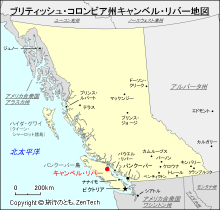 ブリティッシュ・コロンビア州キャンベル・リバー地図