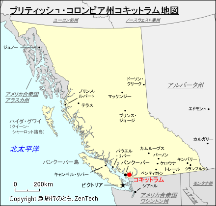 ブリティッシュ・コロンビア州コキットラム地図