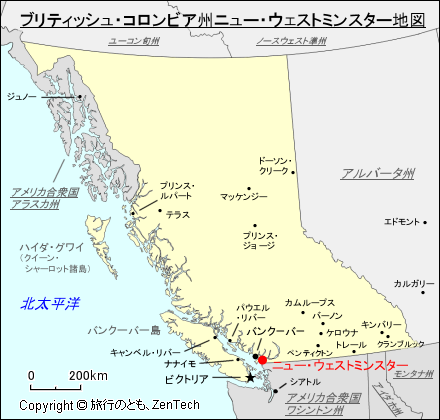 ブリティッシュ・コロンビア州ニュー・ウェストミンスター地図