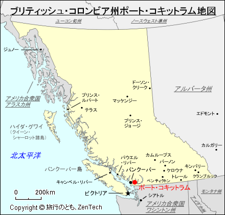 ブリティッシュ・コロンビア州ポート・コキットラム地図