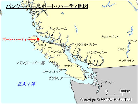 バンクーバー島ポート・ハーディ地図