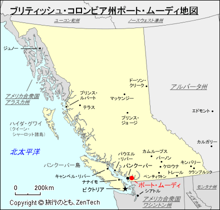 ブリティッシュ・コロンビア州ポート・ムーディ地図