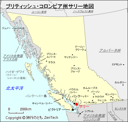 ブリティッシュ・コロンビア州サリー地図