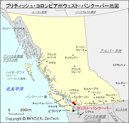 ブリティッシュ・コロンビア州ウェスト・バンクーバー地図