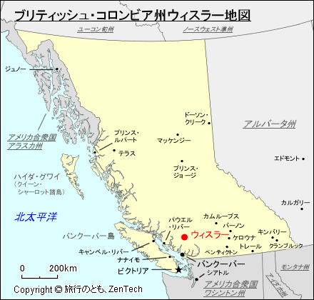 ブリティッシュ・コロンビア州ウィスラー地図