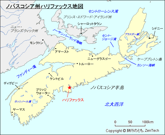 ノバスコシア州ハリファックス地図
